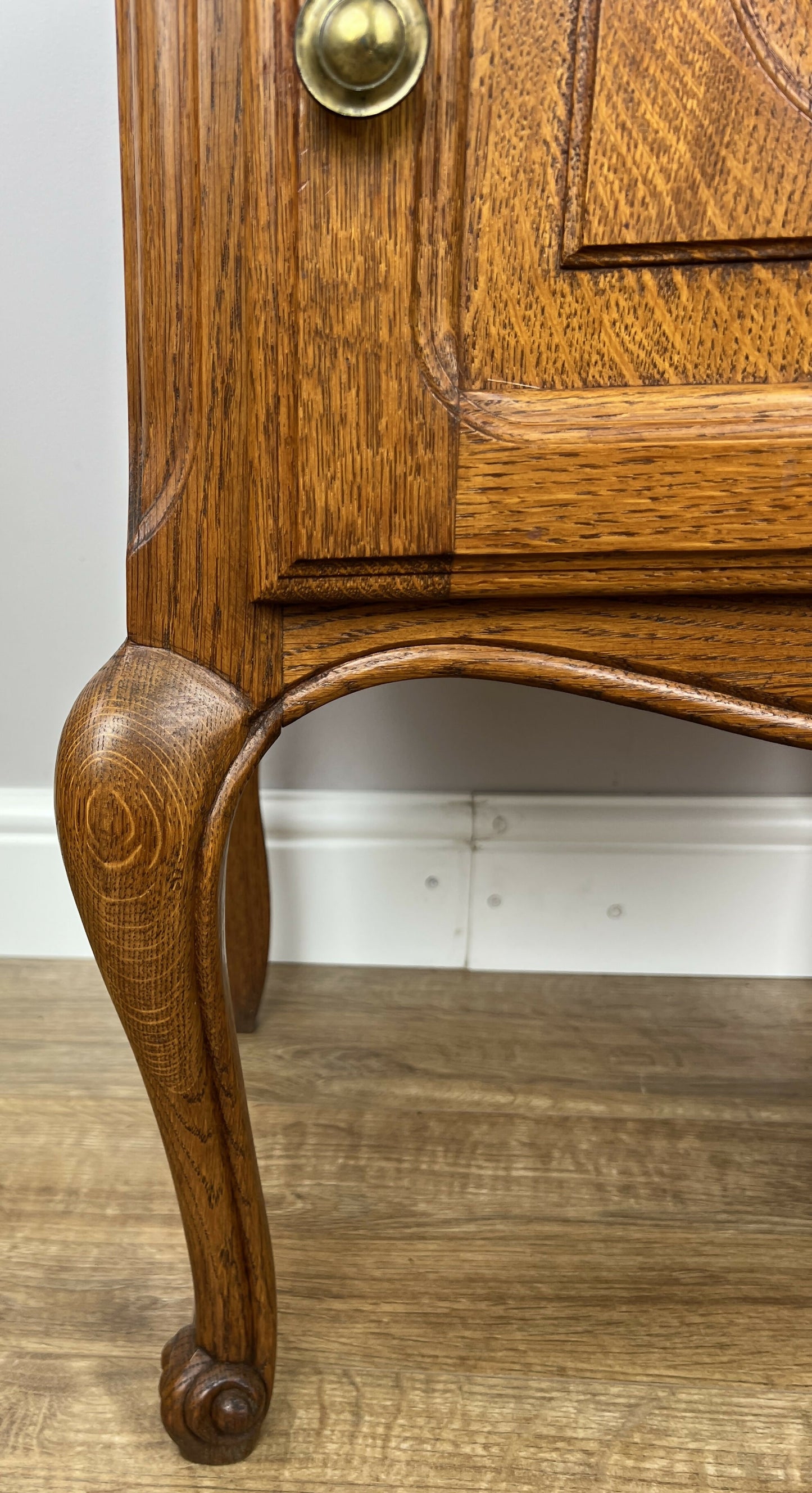 Pair of Bedside Tables Vintage French Louis Oak Nightstands Cabinets LOT 6211