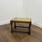 Vintage Oak Stool with Embroidered Pad