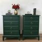 Stag minstrel bedside cabinet in dark green