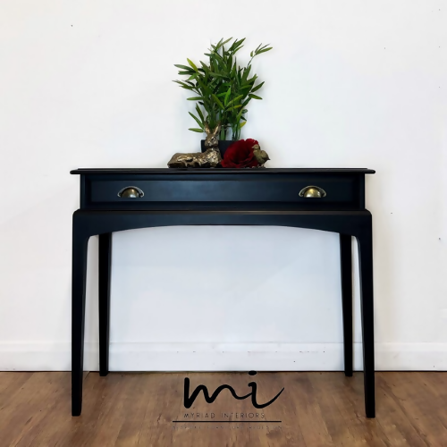 MADE TO ORDER Refurbished vintage Stag console table, black, antique brass, bronze, hallway, dresser, dressing table, hand painted, upcycled