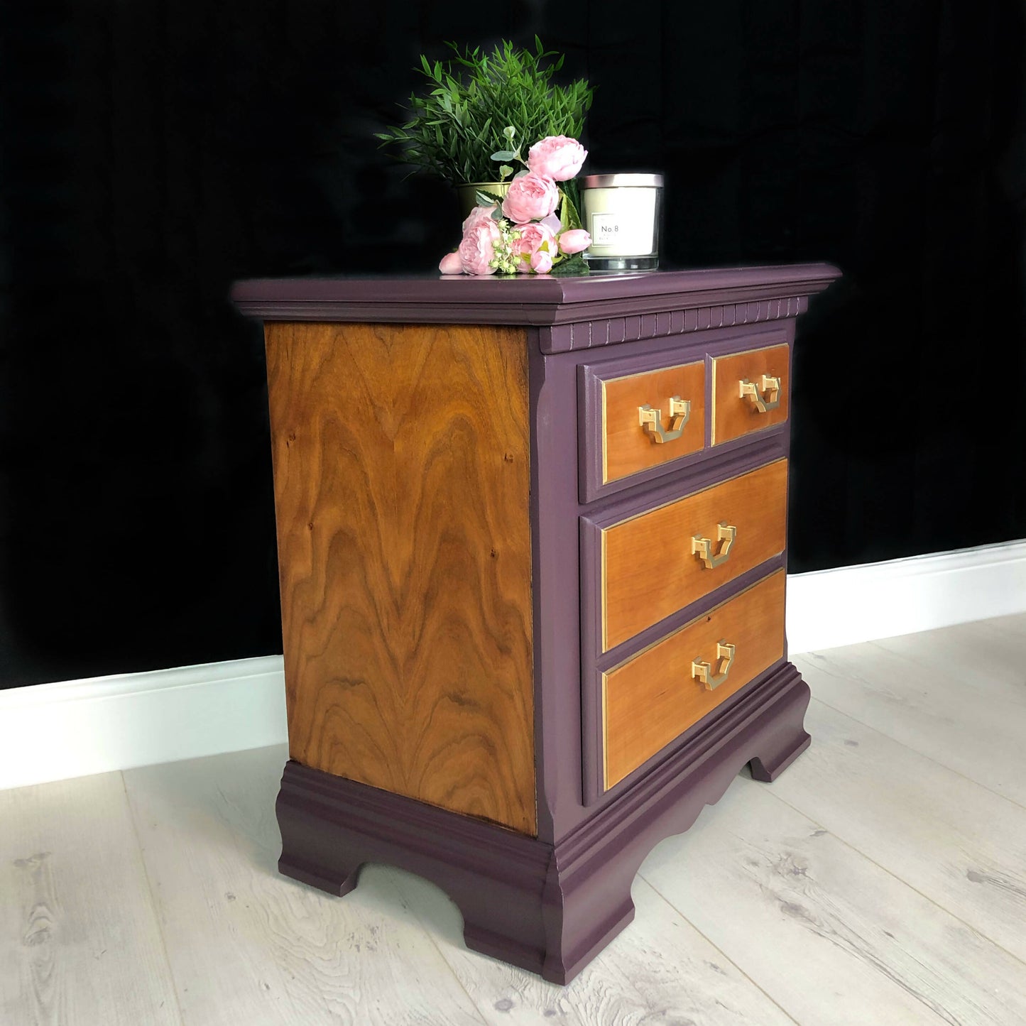 Walnut Small Chest of Drawers Bedside Cabinet