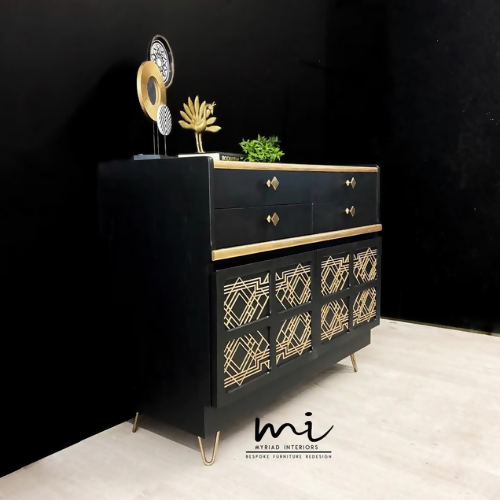 Black Vintage Nathan Squares Sideboard