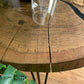 Oak Slice Black Resin Coffee Table, Side Table