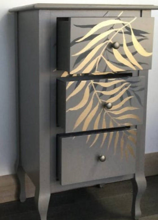 Grey and Gold Vintage Bedside Cabinet