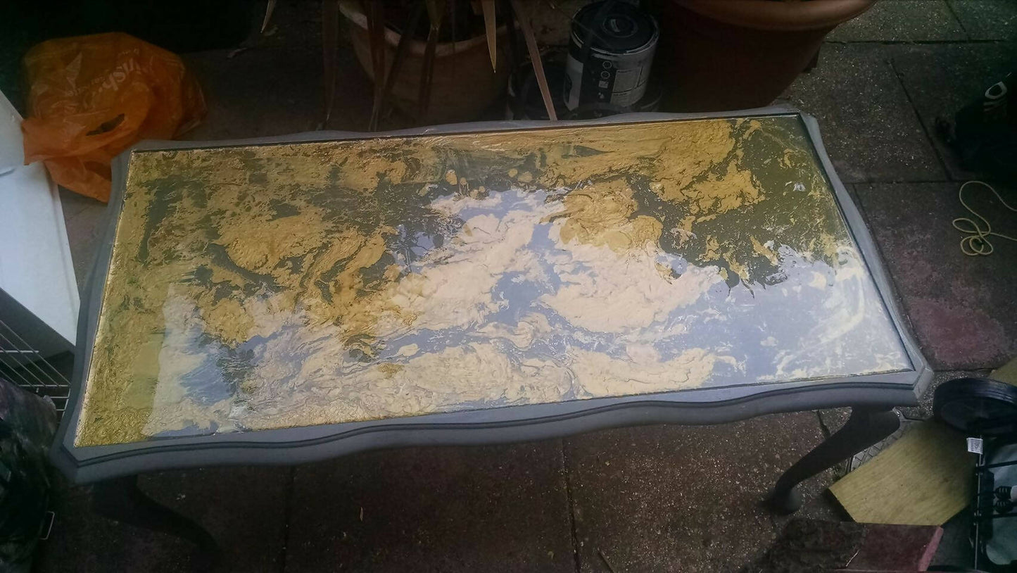 Grey and gold marbled coffee table