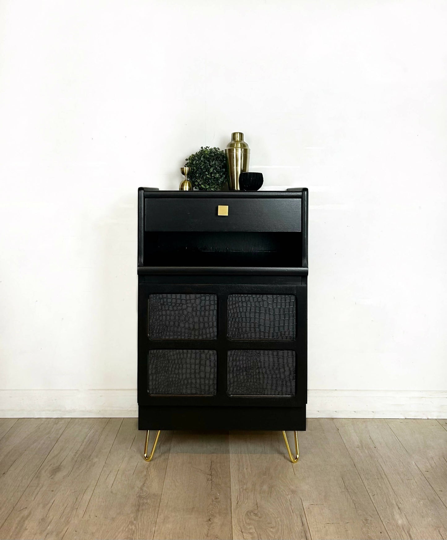 Nathan Sleek Black Drinks Cabinet