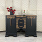 Art Deco Carved Sideboard/Buffet in Oak and Black