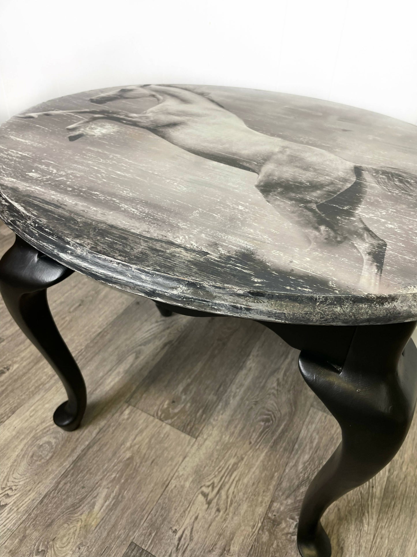 Vintage Coffee Table, Oval Horse Side Table