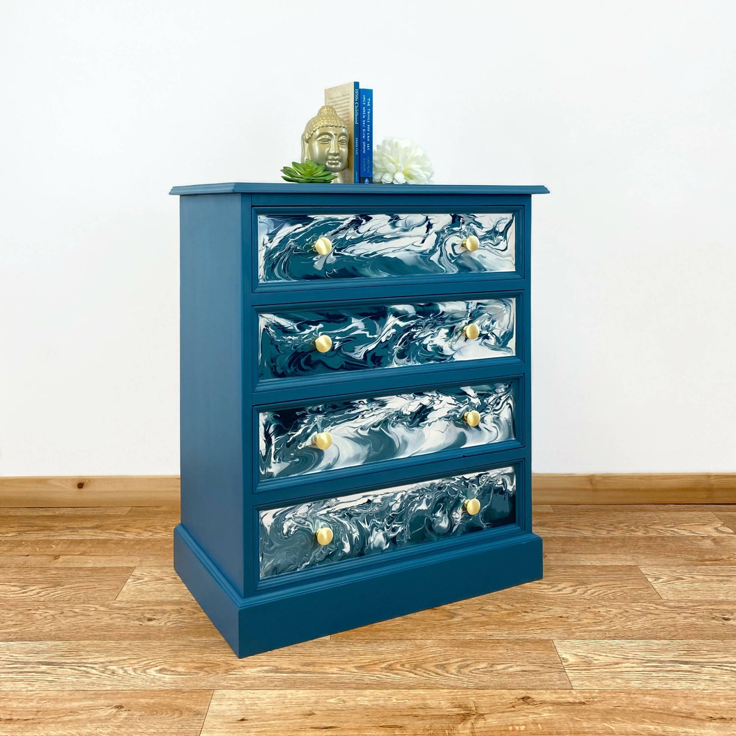 Chest of Drawers, Painted Pine Dresser, Blue Bedroom Furniture, Hallway Storage