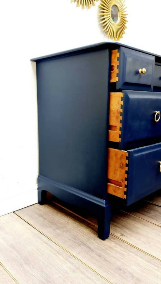 Stag Navy Black Chest of Drawers/ Vintage Chest of Drawers/Retro Drawers/MCM Drawers/Stag Bedroom Furniture