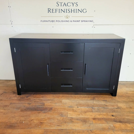 Vintage Solid Oak Black Sideboard