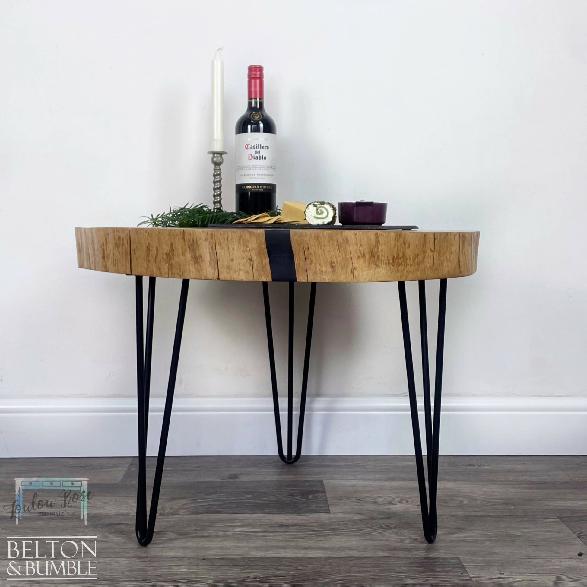 Black Resin Oak Slice Table-1