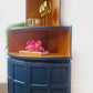 Mid century modern Nathan corner unit, drinks cabinet in blue