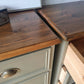 Pair of Vintage Drawers finished in a Classic Hampton Olive Green with Stunning Wood Tops