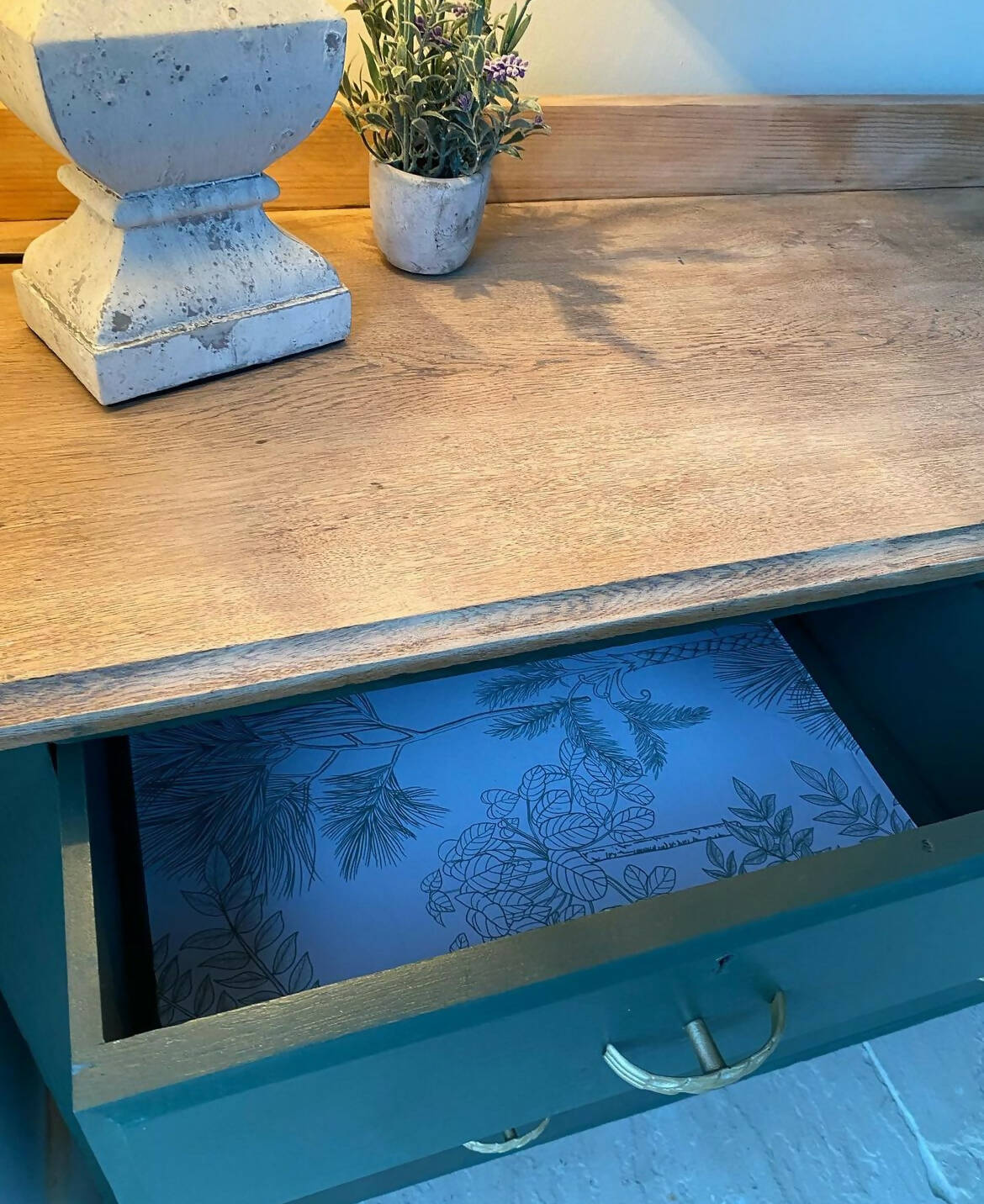 Deep Green Vintage Sideboard with Drawers