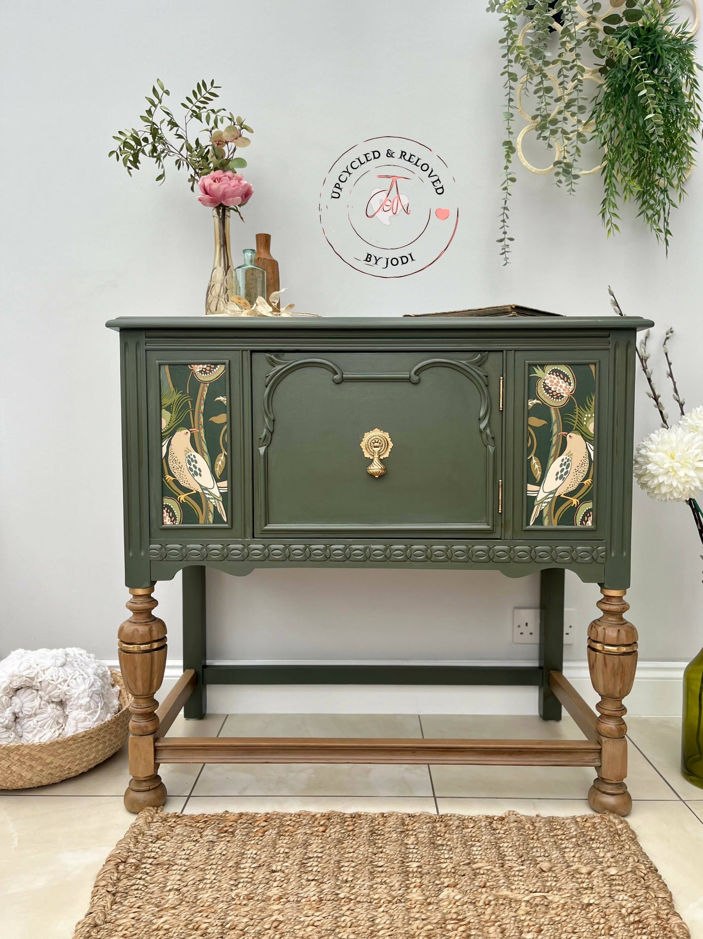 SOLD!! Do not Order! Green Vintage sideboard Antique server Dresser buffet sideboard Victorian inspired reproduction