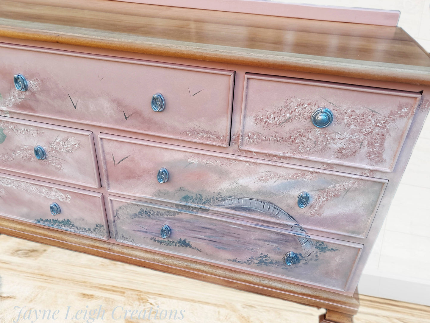 SOLD Pink Vintage Merchants Chest of Drawers