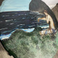 Dark Green Round Coffee Table/Side Table with Mermaid Designed Top