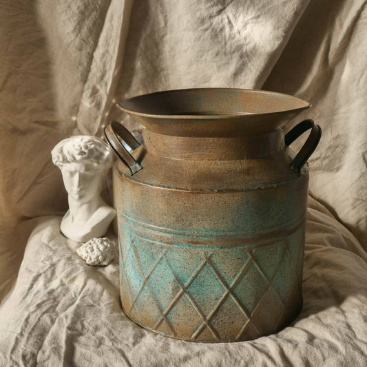 Pot- Bucket - Vase - Blue/Brown- Home decoration