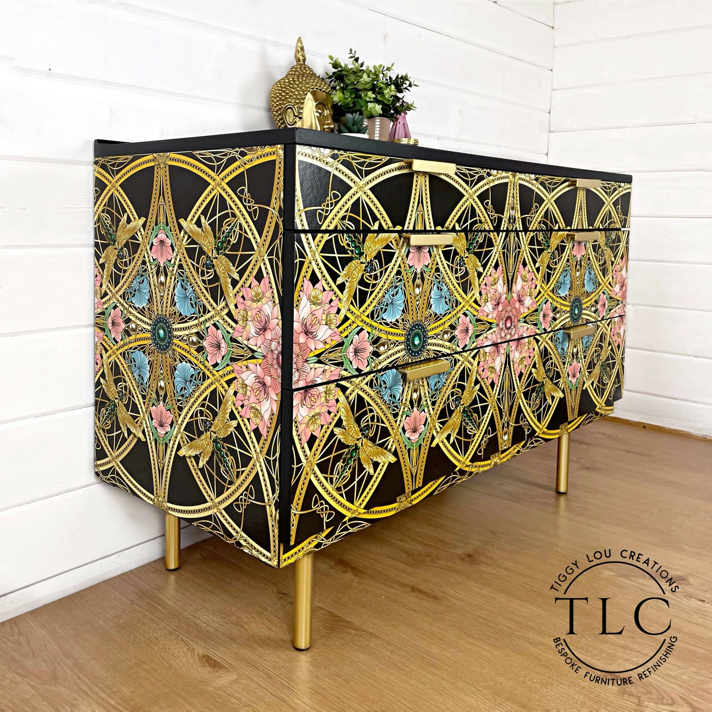 Decoupaged mid century sideboard - in stock