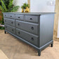 Refurbished vintage stag minstrel captains chest of drawers, spray painted extra large, deep green, extended, sideboard