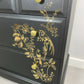 Stag tallboy drawers, black and gold stag chest of drawers, vintage chest of drawers