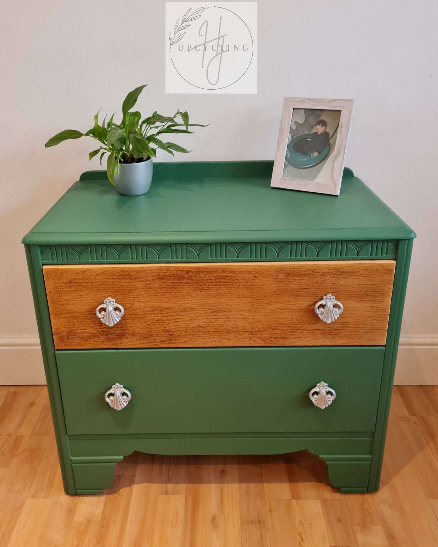 Harris Lebus Green Vintage Chest of Drawers / Small Bedroom Drawers