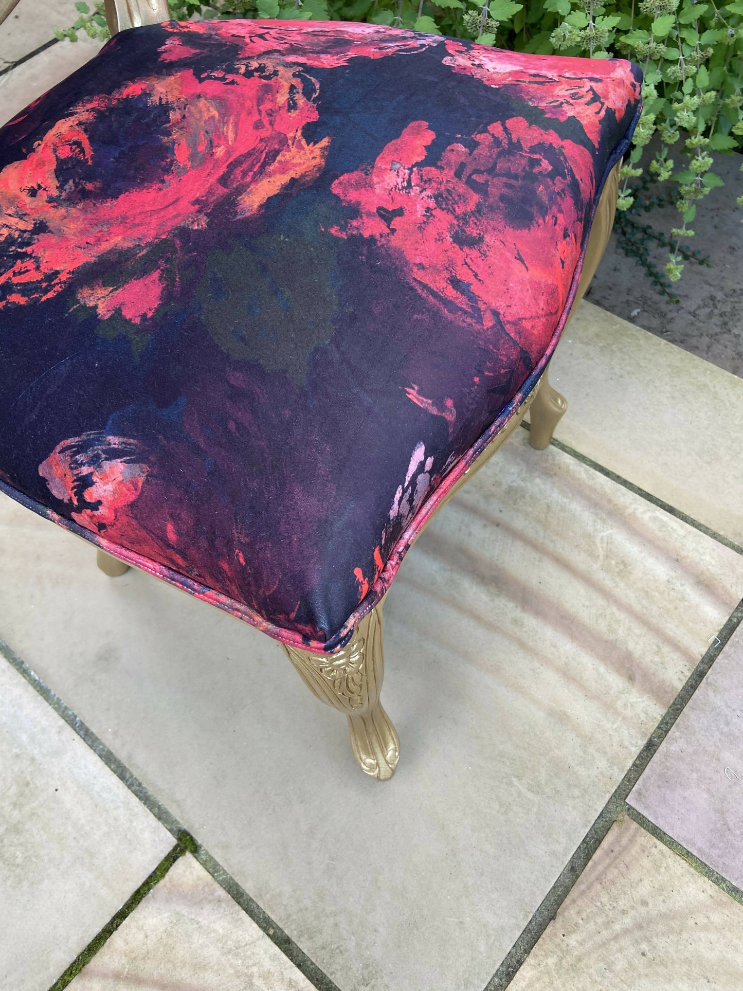Pink and Gold Velvet Accent Chair
