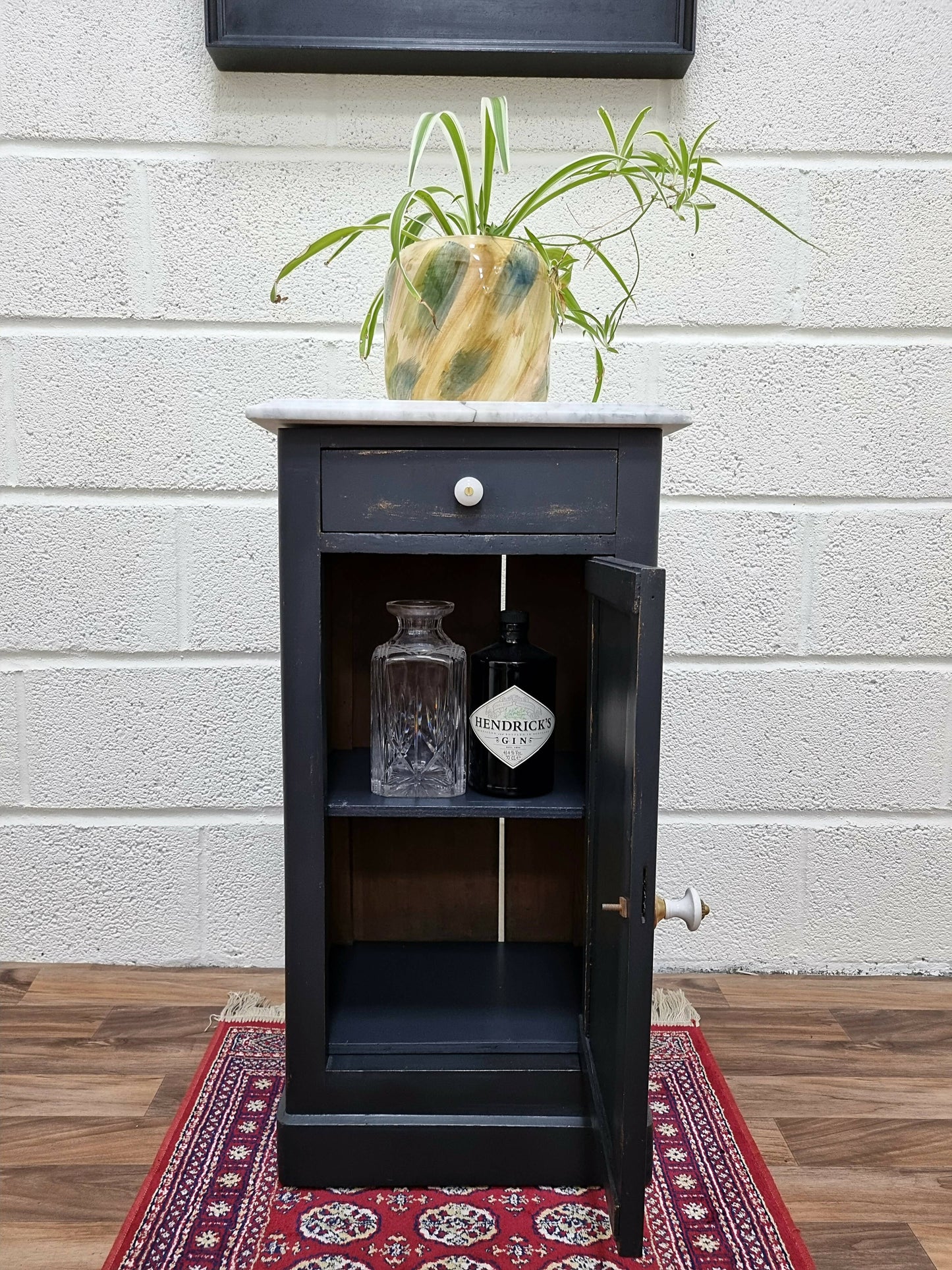 Marble Top Bedside Cabinet Victorian Pot Cupboard