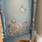 Painted solid pine cream and blue chest of drawers with 3 drawers under /children’s bedroom furniture