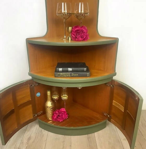 Nathan Teak Corner Unit in Green or Drinks Cabinet