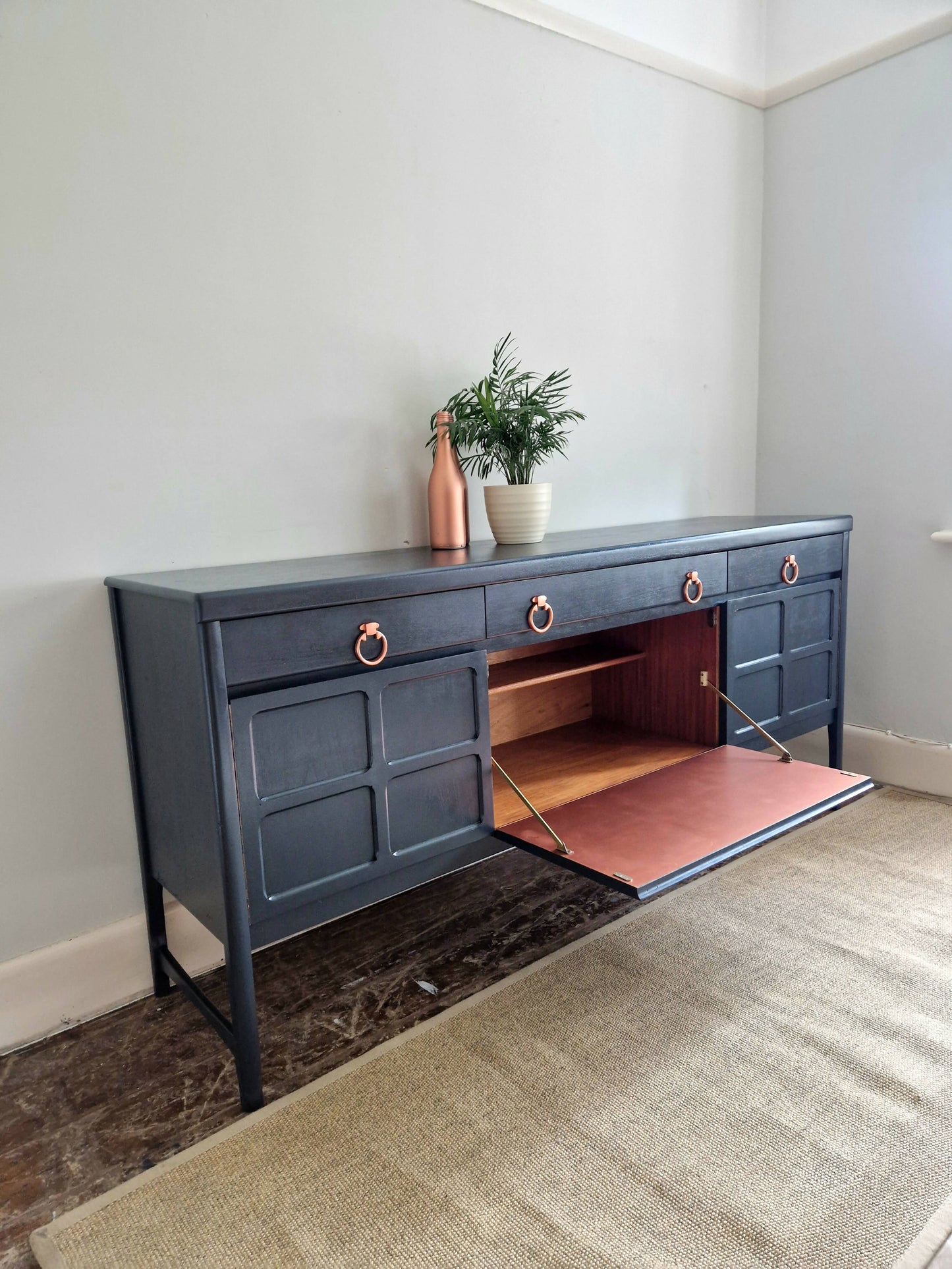 Large Nathan Squares Blue Drinks Cabinet / Media Sideboard