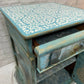 Vintage Blue Floral Painted Bedside Cabinets