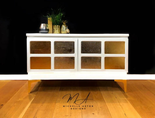 White & Gold Nathan Sideboard / Drinks Cabinet