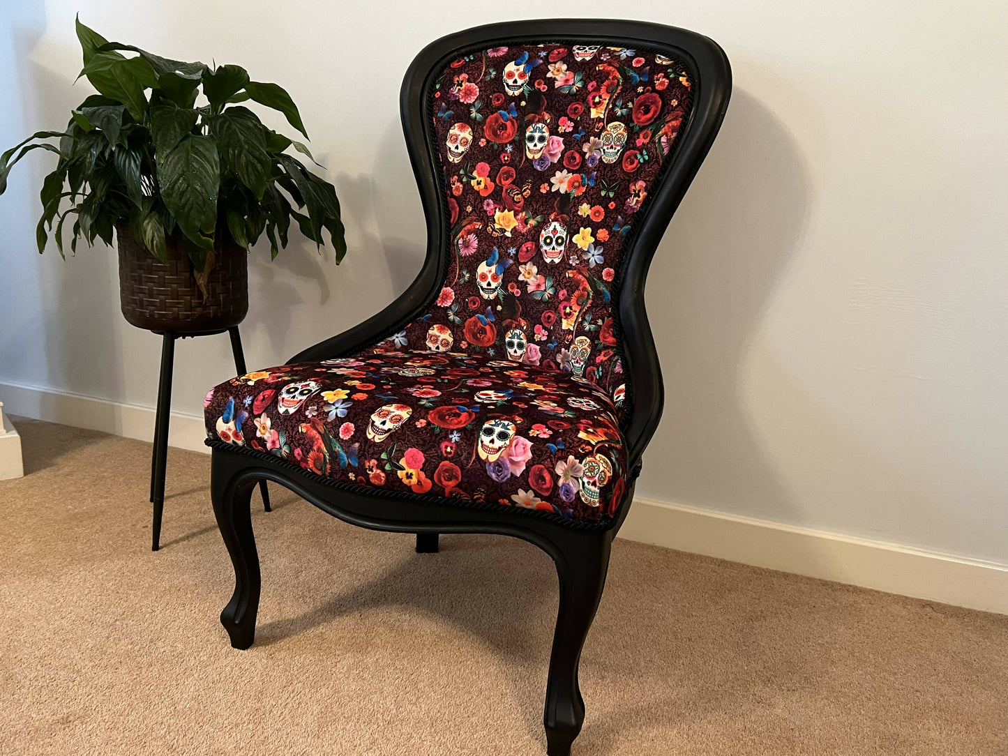 Vintage Gothic Red and Black Chair