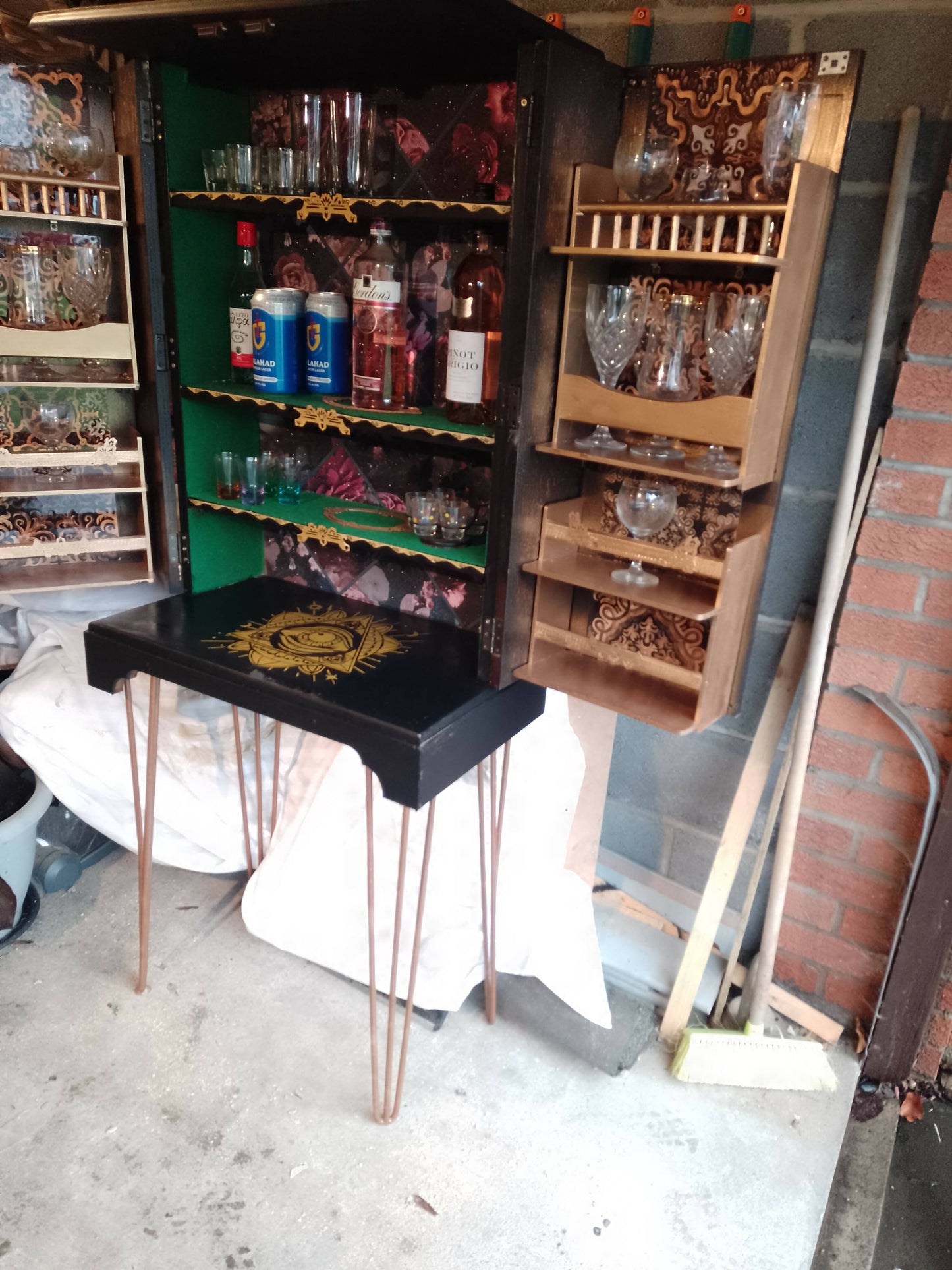 Upcycled 1970s bookcase into a drinks cabinet