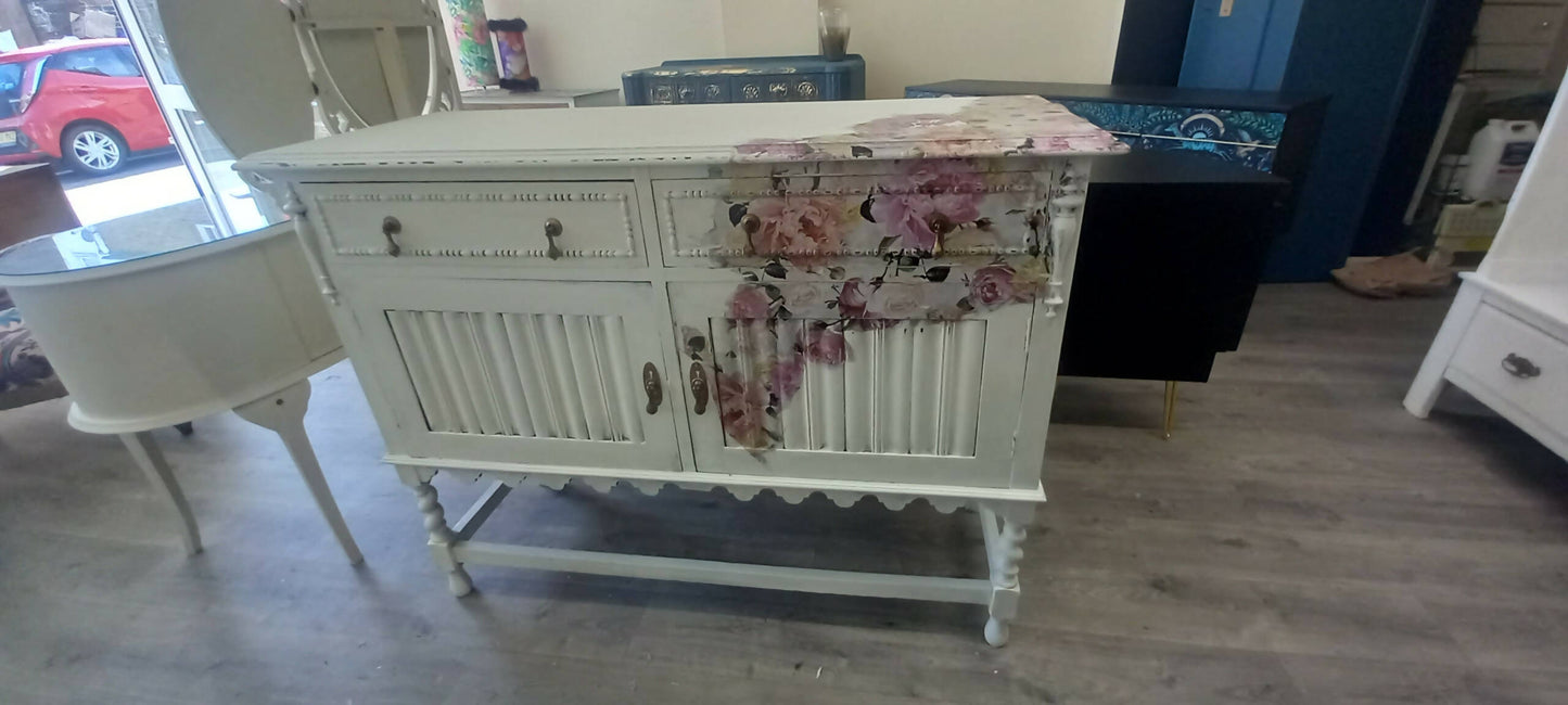 Oak White Painted Vintage Sideboard