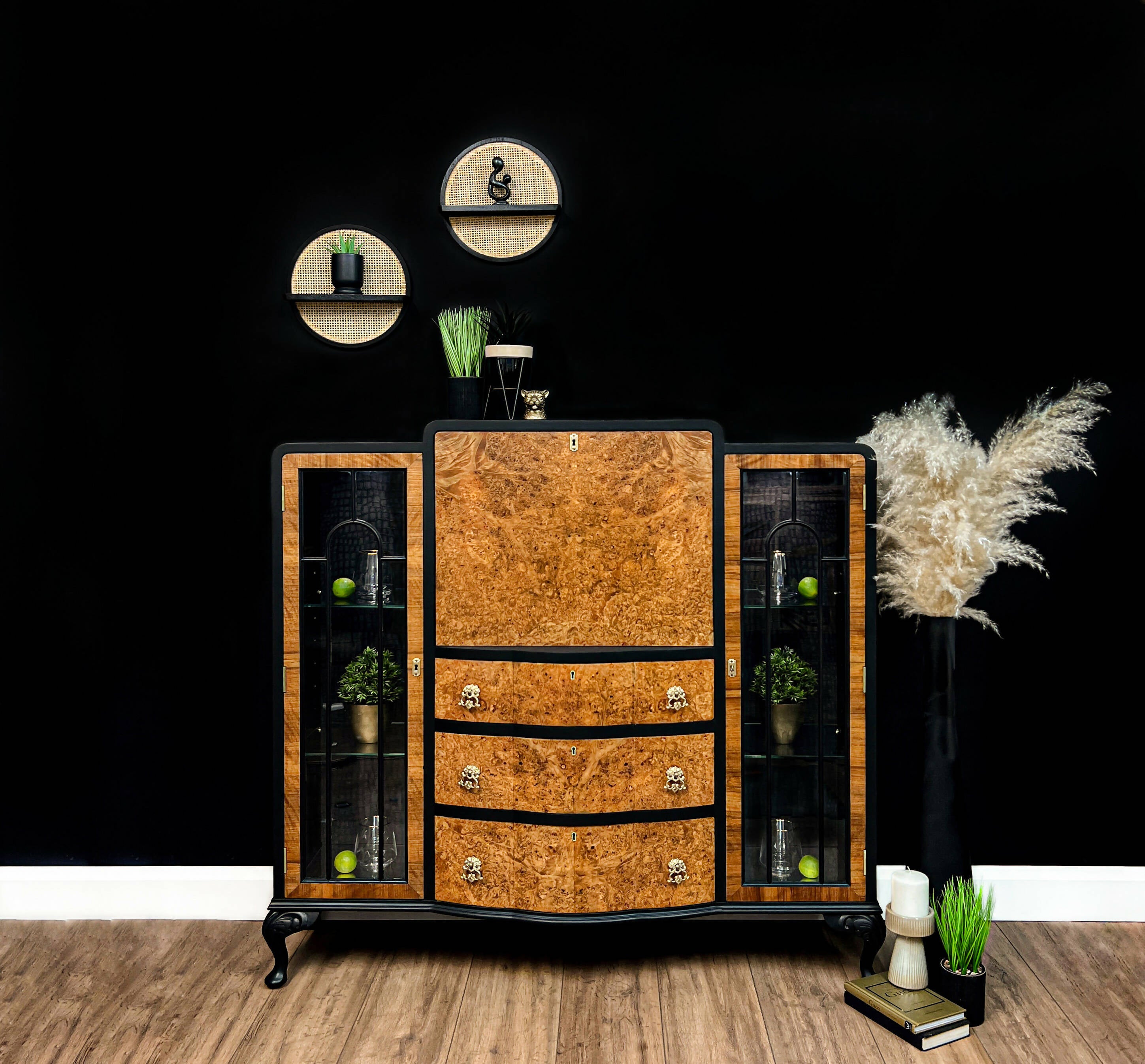 Black and deals gold drinks cabinet