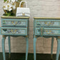 Two Blue French Vintage Tall Bedside Cabinets