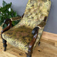Victorian mid 19th century rosewood and buttoned antique nursing side chair- new traditional upholstery