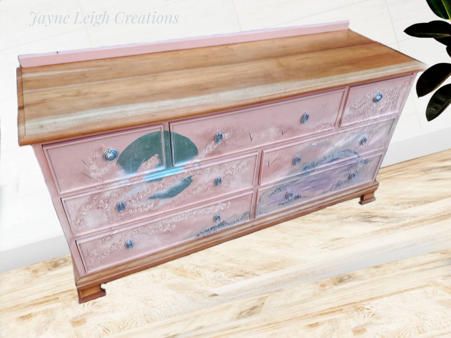 SOLD Pink Vintage Merchants Chest of Drawers