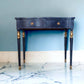 Navy Blue Vintage Console Hallway Table with Gold Accents