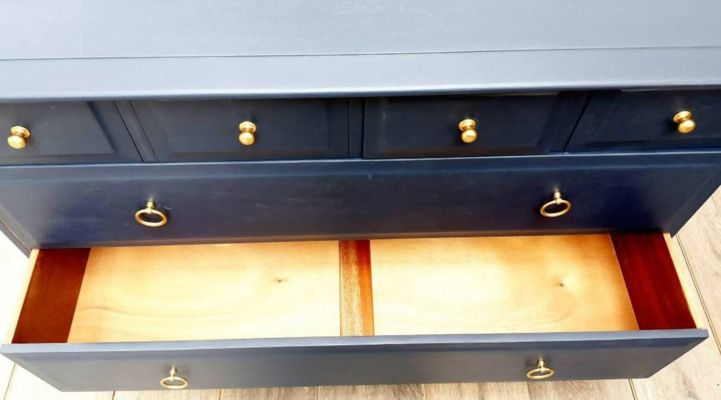 Stag Navy Black Chest of Drawers/ Vintage Chest of Drawers/Retro Drawers/MCM Drawers/Stag Bedroom Furniture