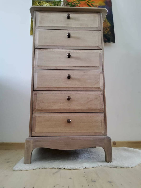Stag Minstrel 6 narrow chest of drawers finished in weathered natural style On Commission