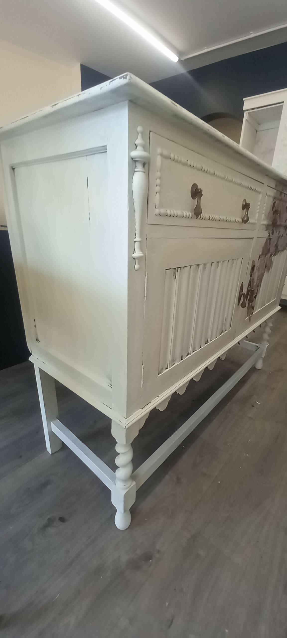 Oak White Painted Vintage Sideboard