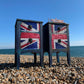 Pair Bedside Tables Union Jack Furniture Grungy Texturized Blue Bedside Cabinets Decoupaged Cabinets