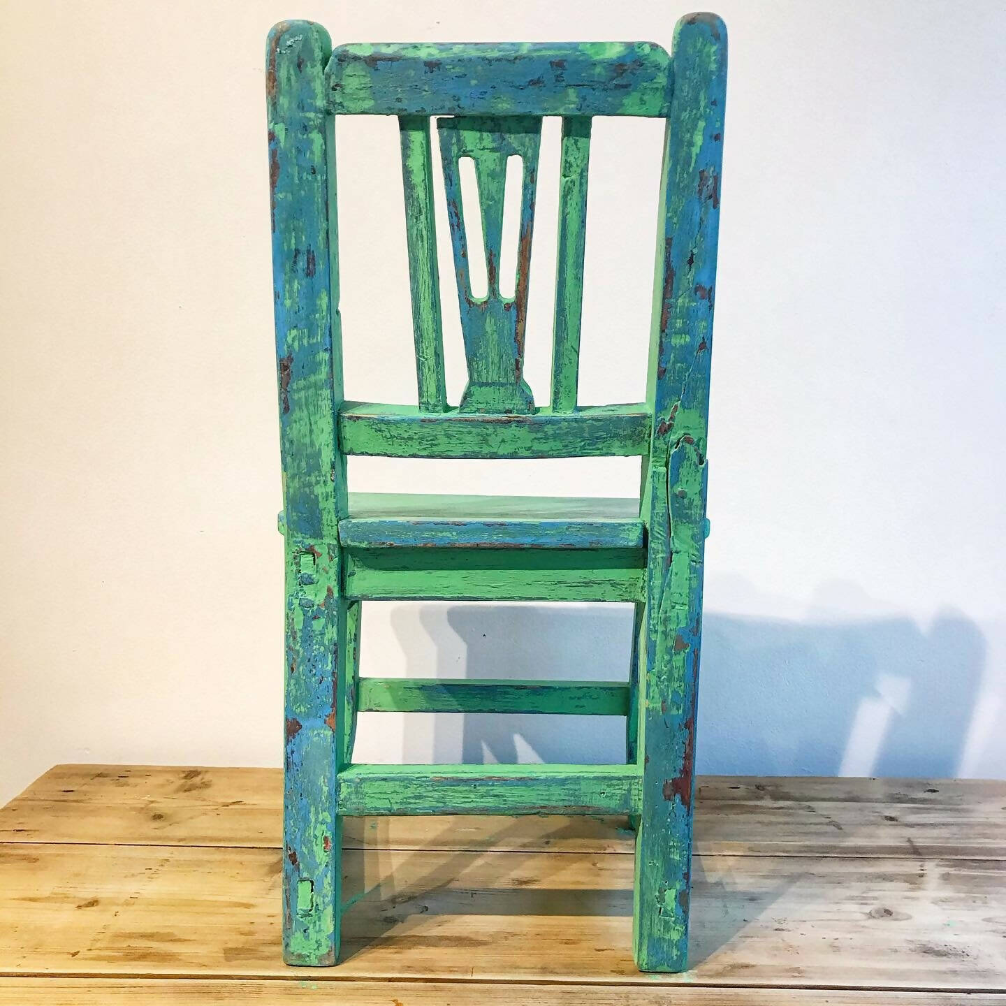 Vintage nursery chair - Chippy Paint - green and blue