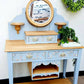 Hand Carved Blue Hall Table With Mirror