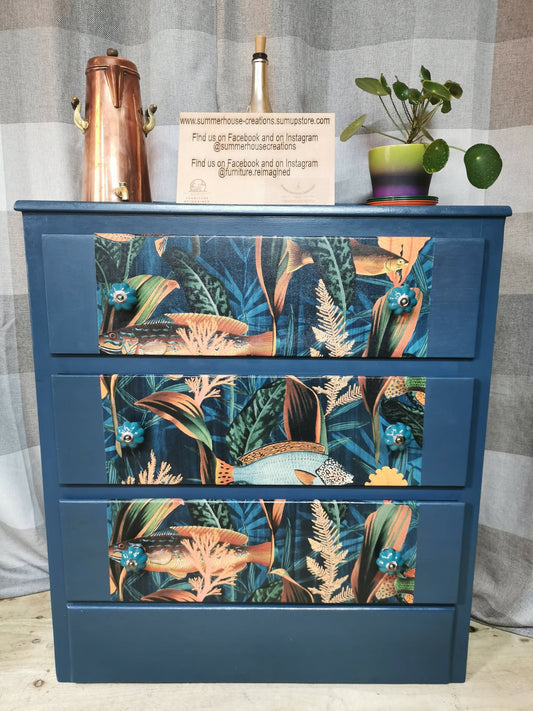 Midnight Blue Chest Of Drawers With Fish Frontage