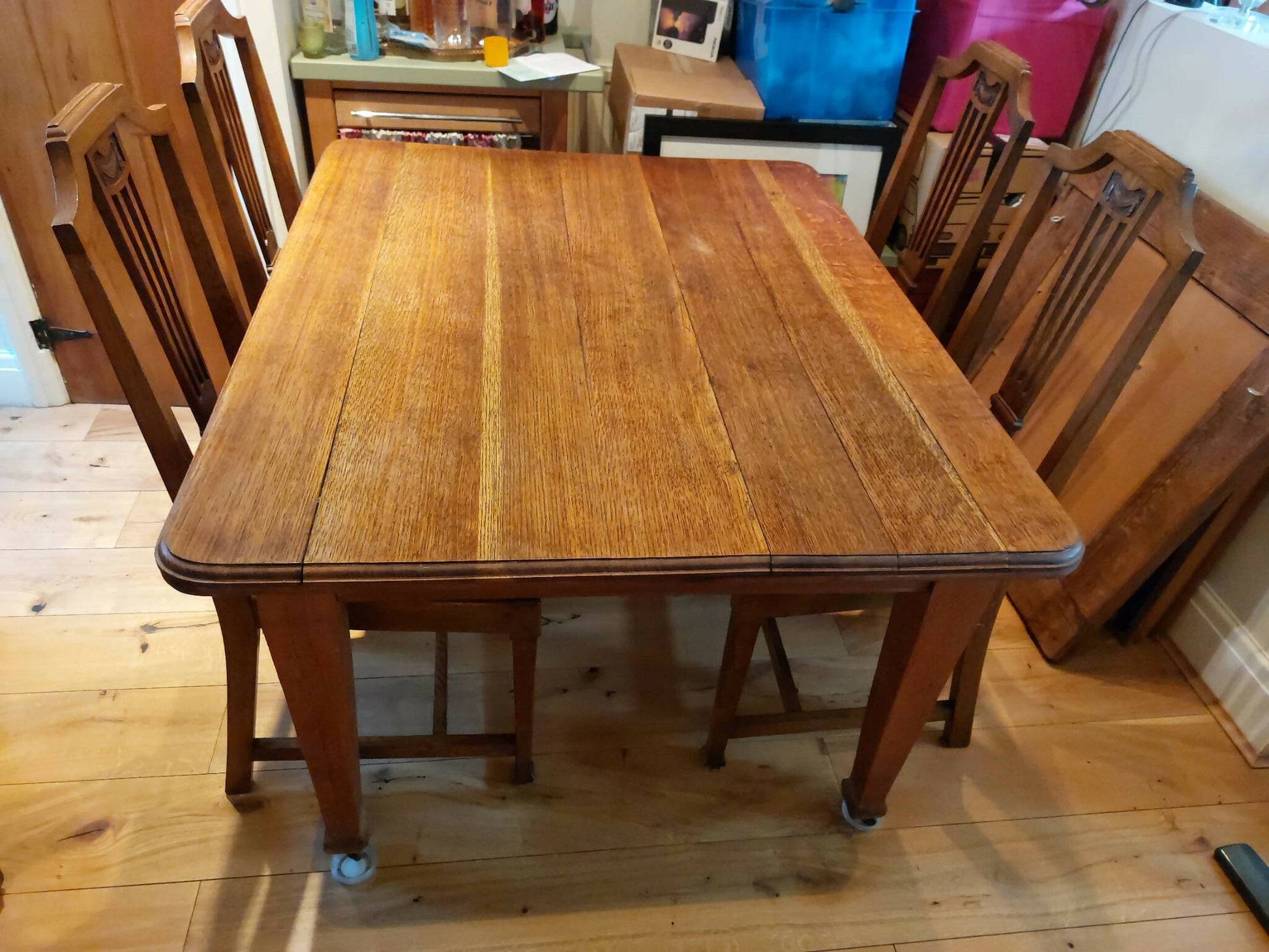 Arts and Crafts Oak Dining Table and Chairs – Upcite